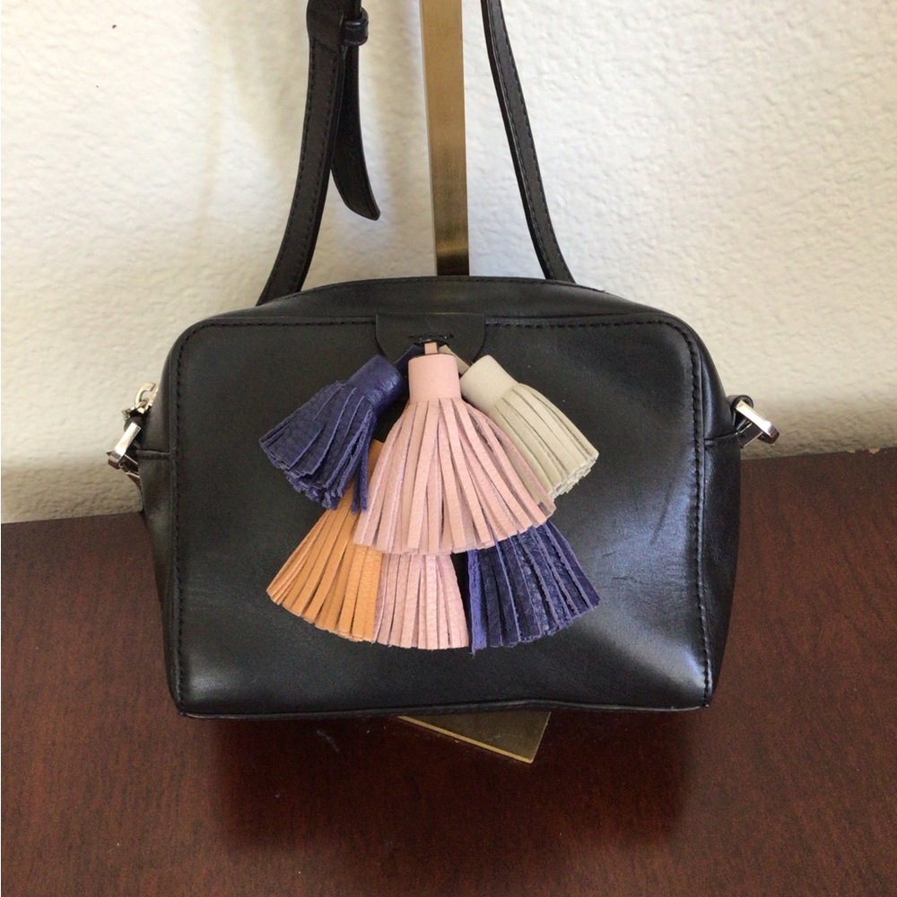 Rebecca Minkoff Mini SOFÍA Black Leather Multicolored Tassels Crossbody Bag